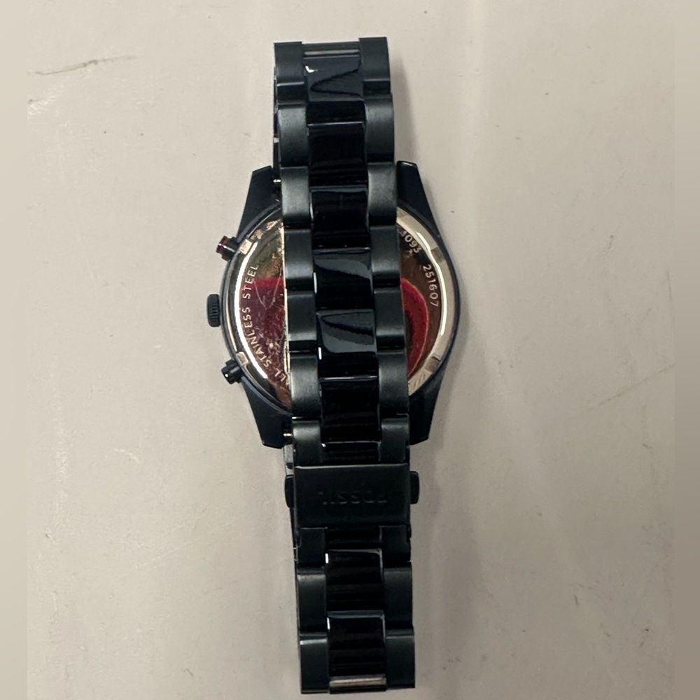 Fossil Perfect Boyfriend Blue Stainless Steel Chronograph Watch w/Rose Gold - Picture 2 of 8